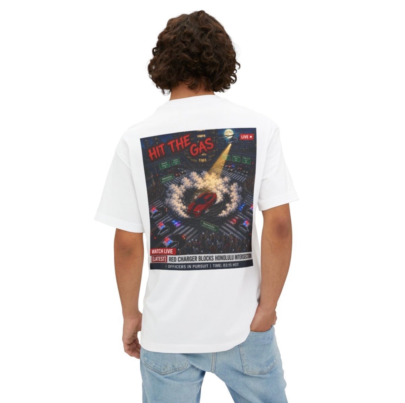 HTG Highway Chase tee worn by model